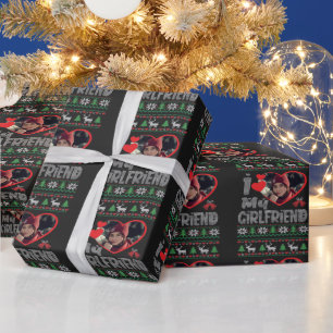 I Love My Girlfriend Photo Ugly Christmas Wrapping Paper