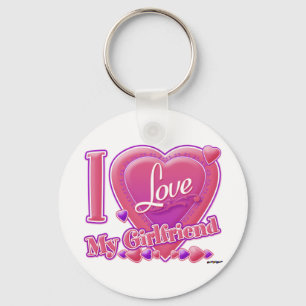 I Love My Girlfriend pink/purple - hearts Keychain
