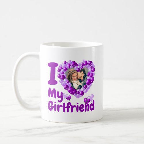 I Love My Girlfriend Purple Custom Photo Coffee Mug