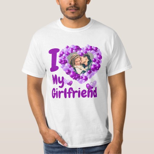 I Love My Girlfriend Purple Custom Photo T_Shirt