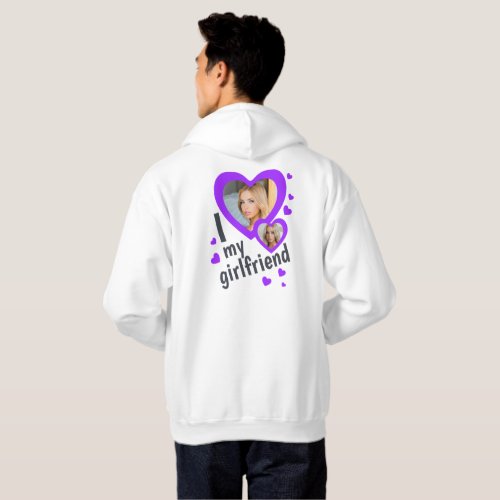 I love my Girlfriend purple photo front and back Hoodie