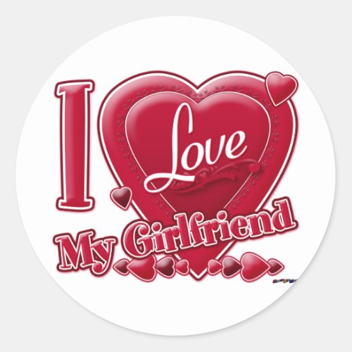 I Love My Girlfriend red _ heart Classic Round Sticker