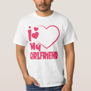 I Love My Girlfriend Red Heart Custom T-Shirt