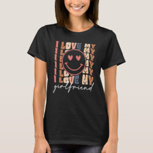 I Love My Girlfriend Red Heart Love With Words On T-Shirt