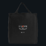 I Love My Girlfriend Red Heart Monogram Couples  Embroidered Tote Bag<br><div class="desc">It features the text of I LOVE MY GIRLFRIEND with red heart and Initials.
It could be a great gift ideas for a boyfriend on a birthday,  Valentine's day or Christmas.
I Love My Girlfriend Red Heart Monogram Custom Embroidered tote bag | Couple Initials Monogrammed Personalized Embroidery bags  |</div>