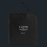 I Love My Girlfriend Red Heart Monogram Couples  Embroidered Tote Bag<br><div class="desc">It features the text of I LOVE MY GIRLFRIEND with red heart and Initials.
It could be a great gift ideas for a boyfriend on a birthday,  Valentine's day or Christmas.
I Love My Girlfriend Red Heart Monogram Custom Embroidered tote bag | Couple Initials Monogrammed Personalized Embroidery bags  |</div>