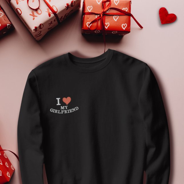 I Love My Girlfriend Red Heart Monogram Custom Embroidered Sweatshirt (Creator Uploaded)