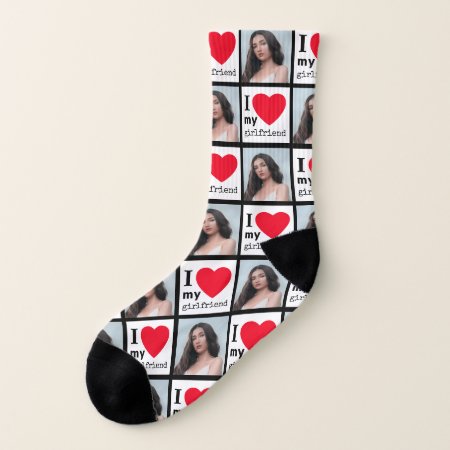 I Love My Girlfriend Red Hearts Boyfriend Gift Socks