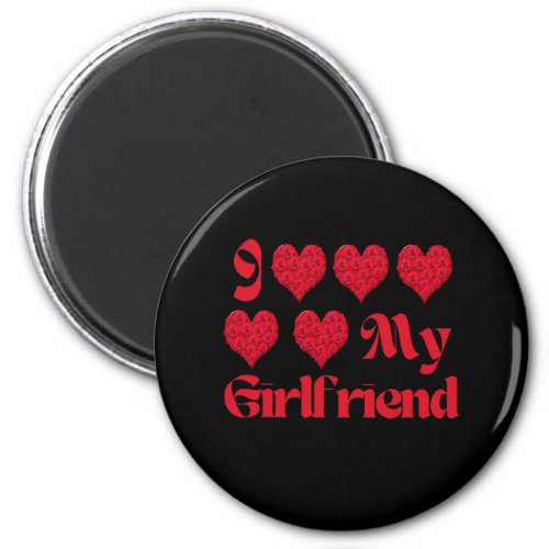 I Love My Girlfriend Red Hearts Romantic Magnet