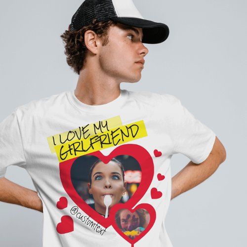 I love my Girlfriend red photo text y2k T_Shirt