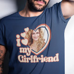I Love My Girlfriend Retro T-Shirt<br><div class="desc">Looking for a unique and romantic gift? Look no further than this custom I Love My Girlfriend photo shirt! Simply upload a photo of yourself, and we will print it onto a shirt for you. This shirt is perfect for anniversaries, Valentine's Day, or any other special occasion. Order yours today!...</div>