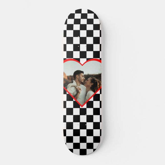 I love my girlfriend Romantic White and Black Skat Skateboard (Front)