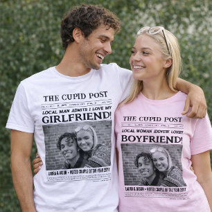 I LOVE MY GIRLFRIEND Shirt, Fun Custom Newspaper T-Shirt