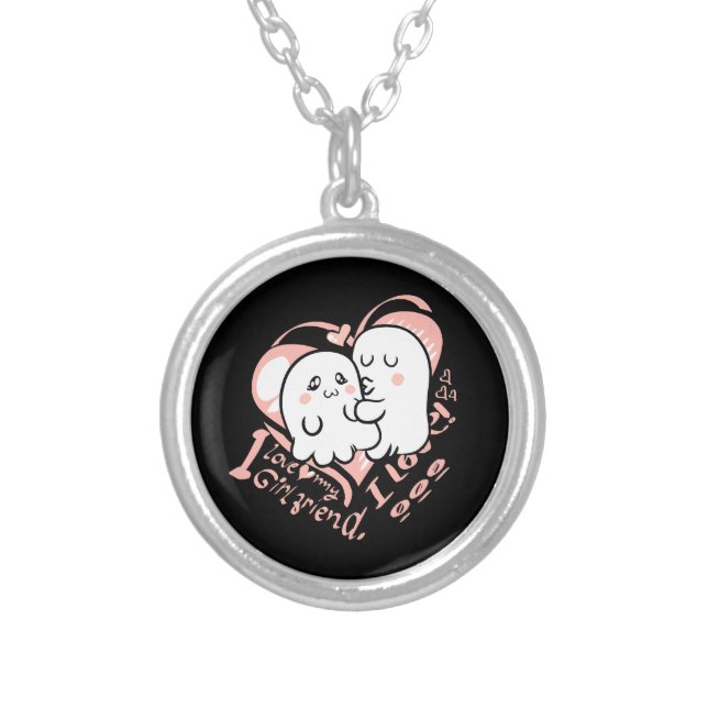 i love my girlfriend silver plated necklace (Front)