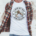 I Love My Girlfriend Simple Personalized Photo T-Shirt<br><div class="desc">Personalized "I Love my Hot Girlfriend" custom text and photo tshirt design that you can use to create your own "I love my girlfriend" shirt. Colors and fonts can be edited, just click 'customize further' for full design control. This style is perfect for a simple, minimal, more understated and masculine...</div>