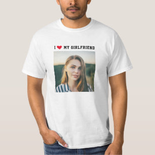 I Love My Girlfriend Sporty Minimalist Cute Photo T-Shirt