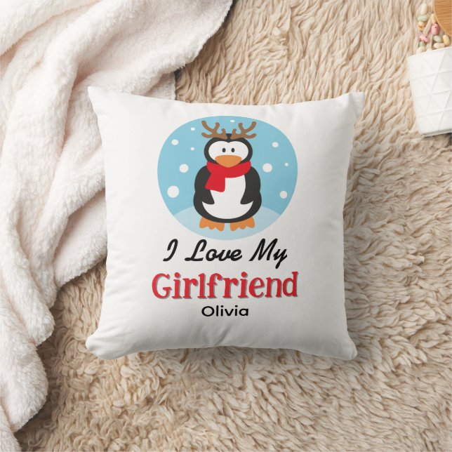 I Love My Girlfriend Throw Pillow (Blanket)