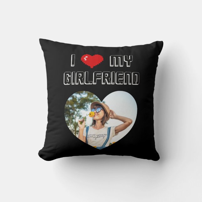  I Love My Girlfriend Valentine's Day Gift for Men Throw Pillow (Front)
