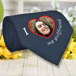 I Love My Girlfriend Wife Custom Photo Text Neck Tie<br><div class="desc">Upload a photo, customize the text, and easily create your personalized Valentines day, anniversary, Fathers day, or birthday neck tie. You can TRANSFER this DESIGN on other Zazzle products and adjust it to fit most of the Zazzle items. You can also click EDIT USING DESIGN TOOL to change the background...</div>
