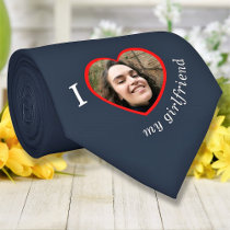 I Love My Girlfriend Wife Custom Photo Text Neck Tie