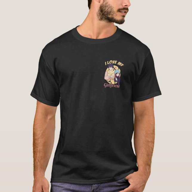 I Love My Girlfriends Anime Winter Couple Minimali T-Shirt (Front)