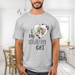 I Love My Girlfriend's Cat Custom Cute Heart Photo T-Shirt<br><div class="desc">Who do you really love? Your girlfriend or her cat! Give the perfect gift to your boyfriend this valentines day with this funny cat lover shirt ! A must have for every cat lover, cat mom and cat dad ! A fun twist on I Love My Girlfriend, this shirt quote...</div>