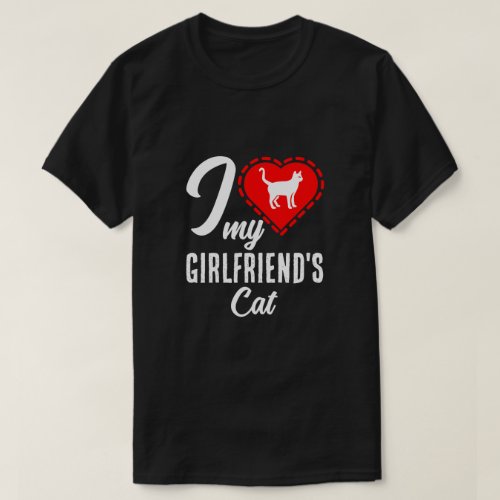 I love my Girlfriends cat red heart T_Shirt