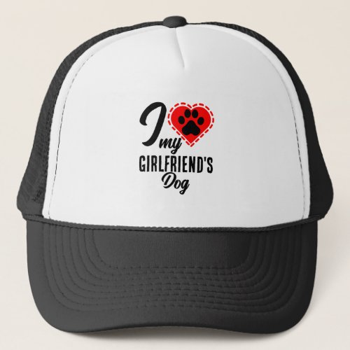 I love my girlfriends red black paw trucker hat