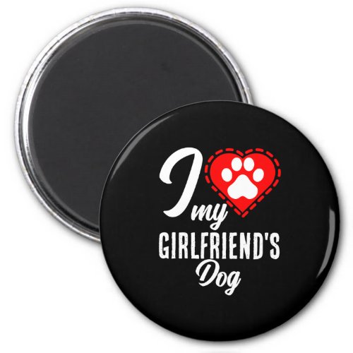 I love my girlfriends red white paw magnet