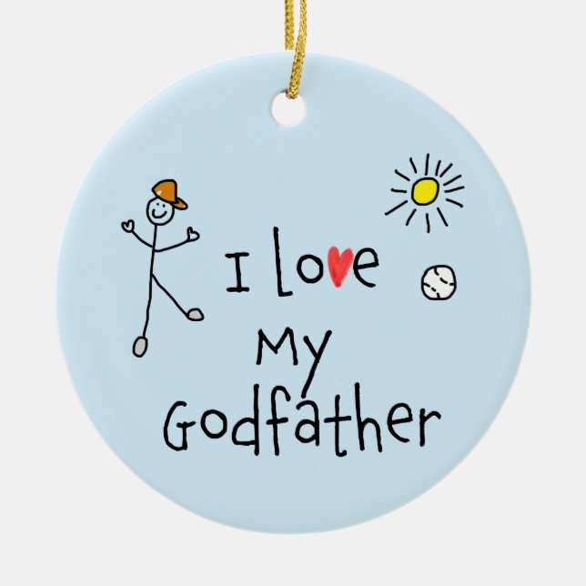 I Love My Godfather Photo Ceramic Ornament (Front)