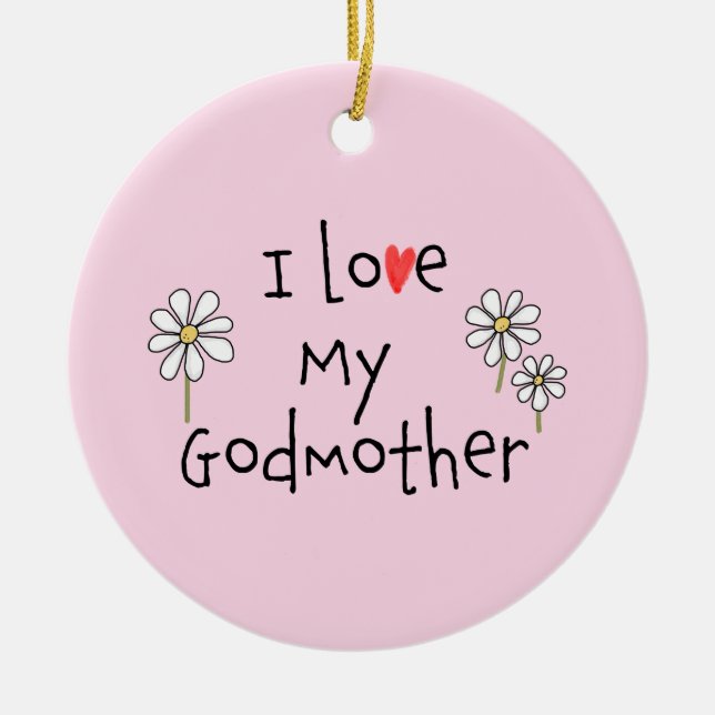 I Love My Godmother Photo Ceramic Ornament (Front)