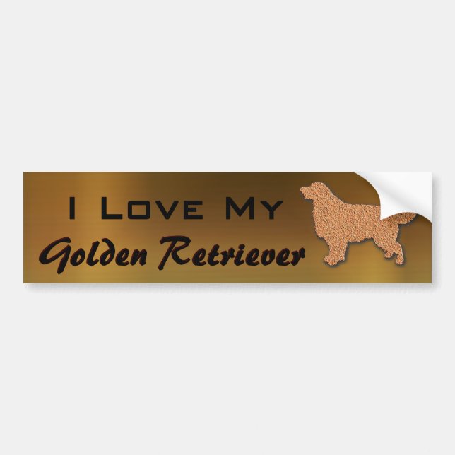 I Love My Golden Retriever Bumper Sticker (Front)