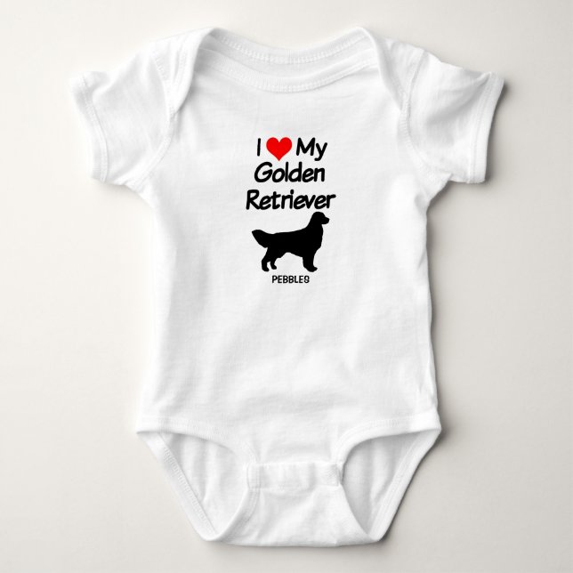 I Love My Golden Retriever Dog Baby Bodysuit (Front)
