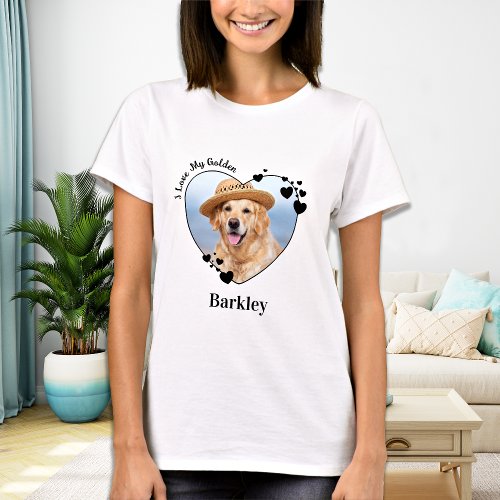 I Love My Golden Retriever Dog Heart Pet Photo T_Shirt