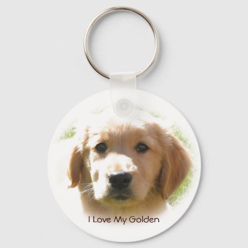I Love My Golden Retriever Dog Keychain