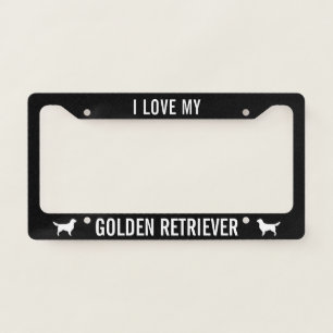 I Love My Golden Retriever   Dog Silhouettes License Plate Frame