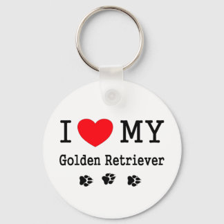 I Love My Golden Retriever Keychain