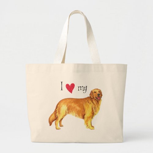 I Love my Golden Retriever Large Tote Bag