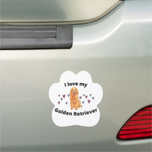 "I Love My Golden Retriever" Paw car magnet. Car Magnet