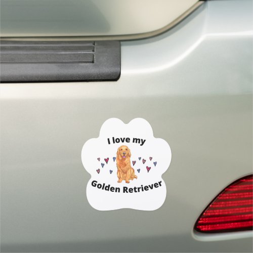 I Love My Golden Retriever Paw car magnet Car Magnet