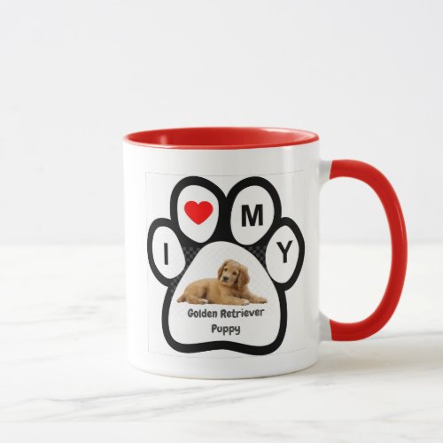 I love my Golden Retriever Puppy paw mug