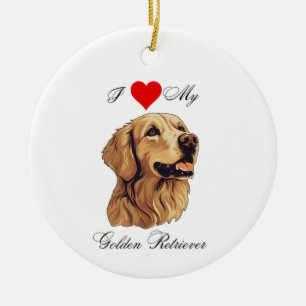 I love my Golden Retriever standard Ceramic Ornament