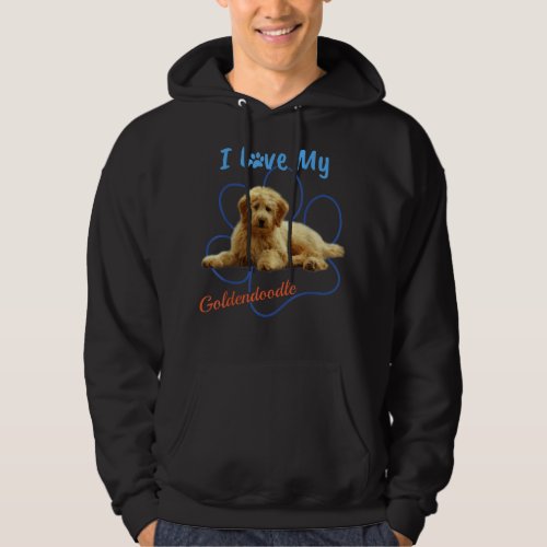 I Love My Goldendoodle Best Dog Lover Paw Print Hoodie