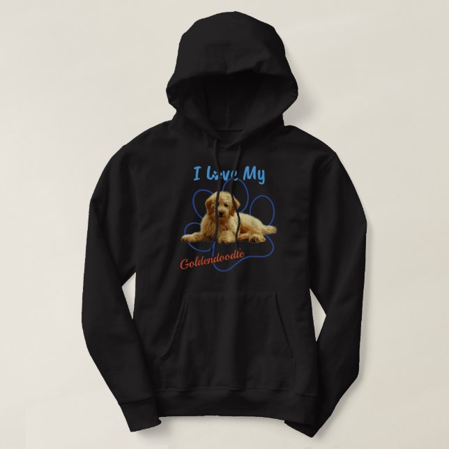 I Love My Goldendoodle Best Dog Lover Paw Print! Hoodie (Design Front)