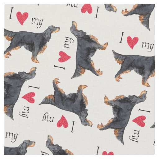 I Love my Gordon Setter Fabric