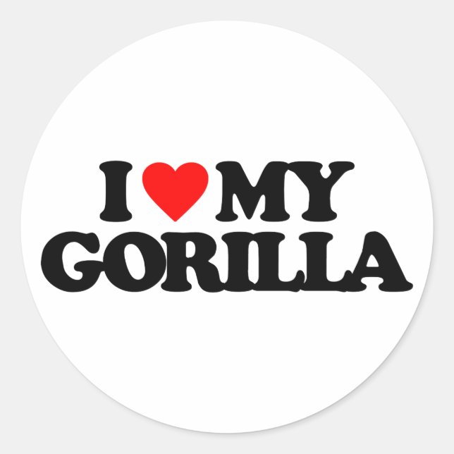 I LOVE MY GORILLA CLASSIC ROUND STICKER (Front)