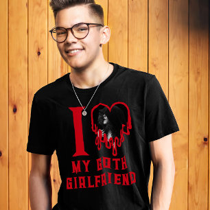 I Love My Goth Girlfriend Bleeding Red Heart Photo T-Shirt