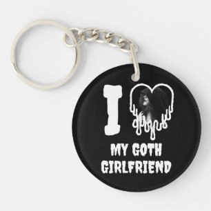 I Love My Goth Girlfriend Dripping Heart Photo Keychain