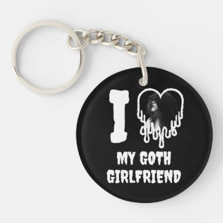 I Love My Goth Girlfriend Dripping Heart Photo Keychain