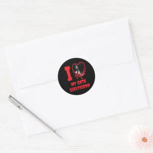I Love My Goth Girlfriend Red Heart Photo Classic Round Sticker
